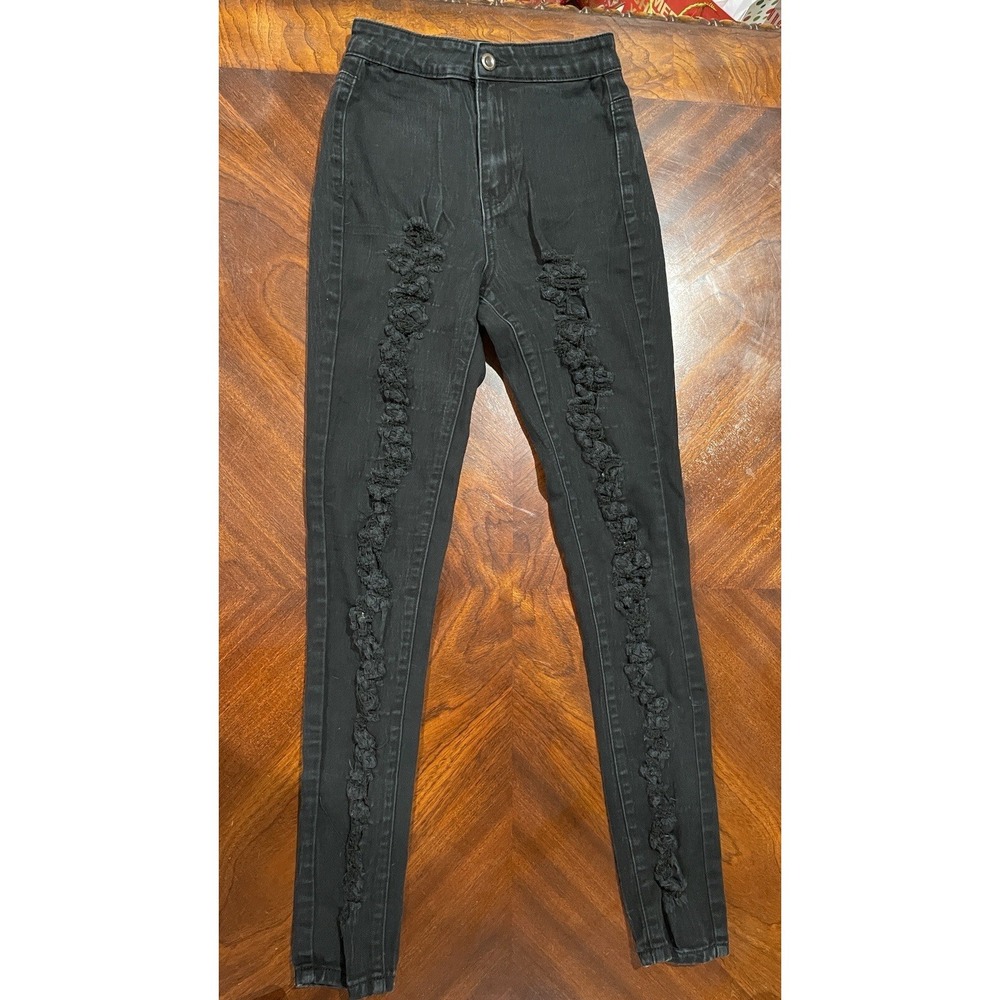 Hammer‎ Jeans Womens Size 3 Black Distressed Skinny Stretch Goth Punk Grunge